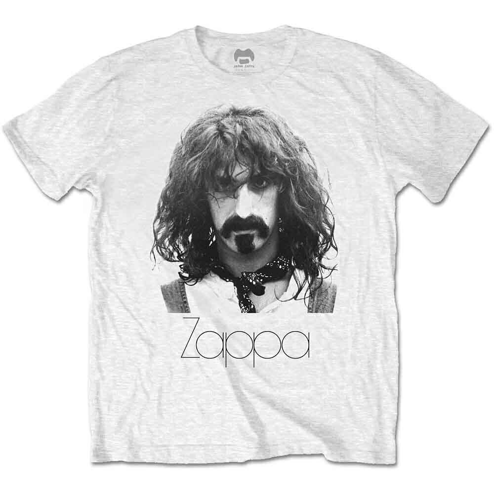 T-shirt Frank Zappa Thin Logo Portrait White M T-shirt