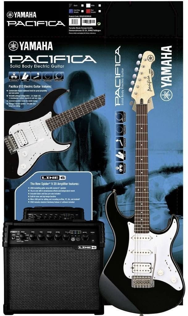 Elektriska gitarrer Yamaha Pacifica 012 Black & Spider V20 Pack