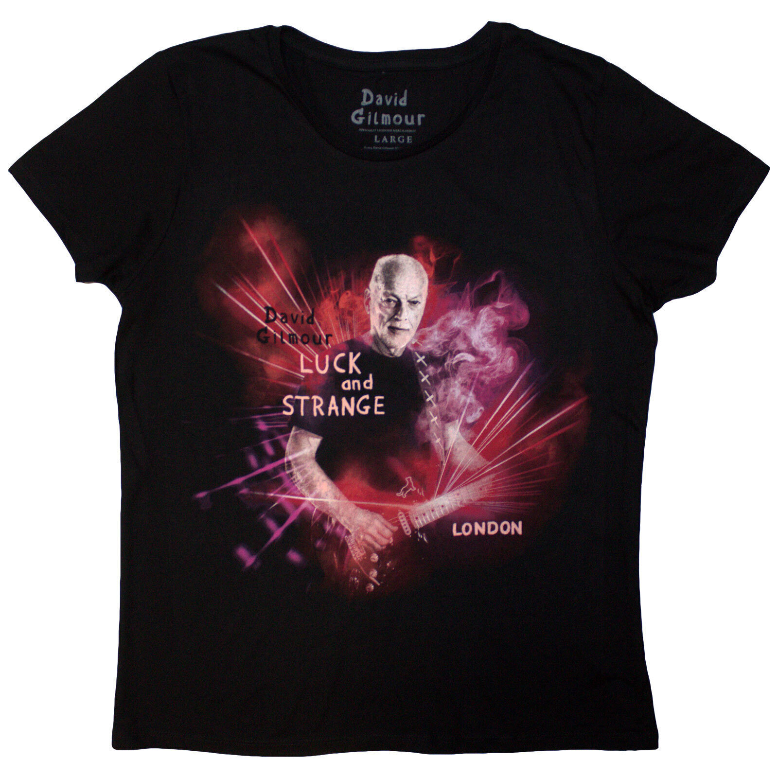 T-shirt David Gilmour Luck & Strange London (Back Print & Ex-Tour) Black XL Feminino T-shirt