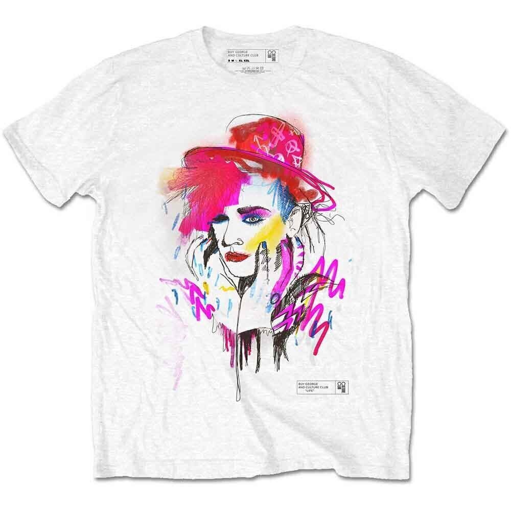 T-Shirt Boy George & Culture Club Drawn Portrait White L T-Shirt