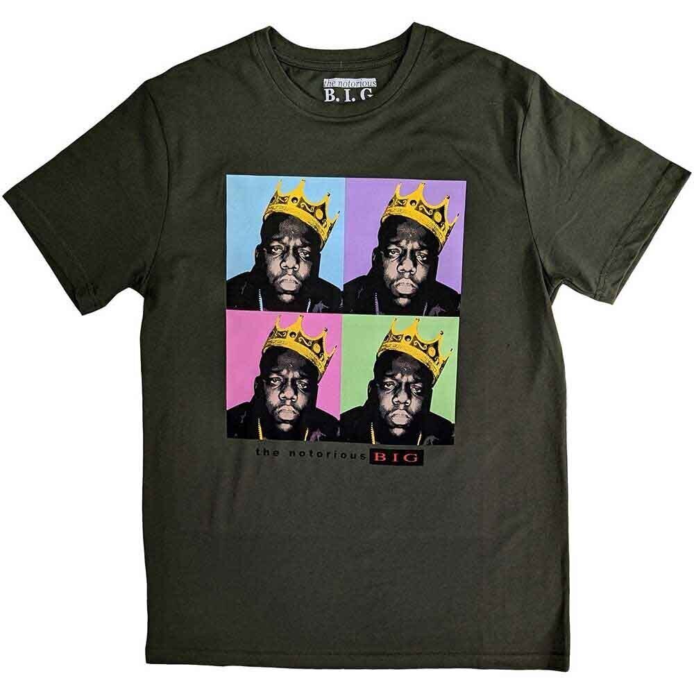 T-Shirt Notorious B.I.G. Crown Pop Art Green L T-Shirt