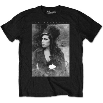 Camiseta de manga corta Amy Winehouse Flower Portrait Black S Camiseta de manga corta - 1