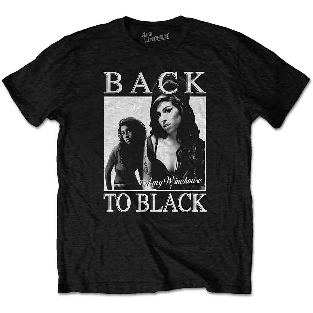 Marškinėliai Amy Winehouse Back to Black Black 3XL Marškinėliai
