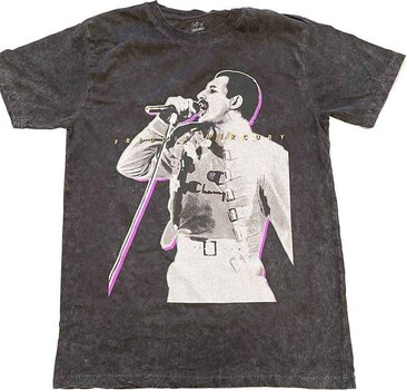 Marškinėliai Freddie Mercury Glow (Wash Collection) Black S Marškinėliai - 1