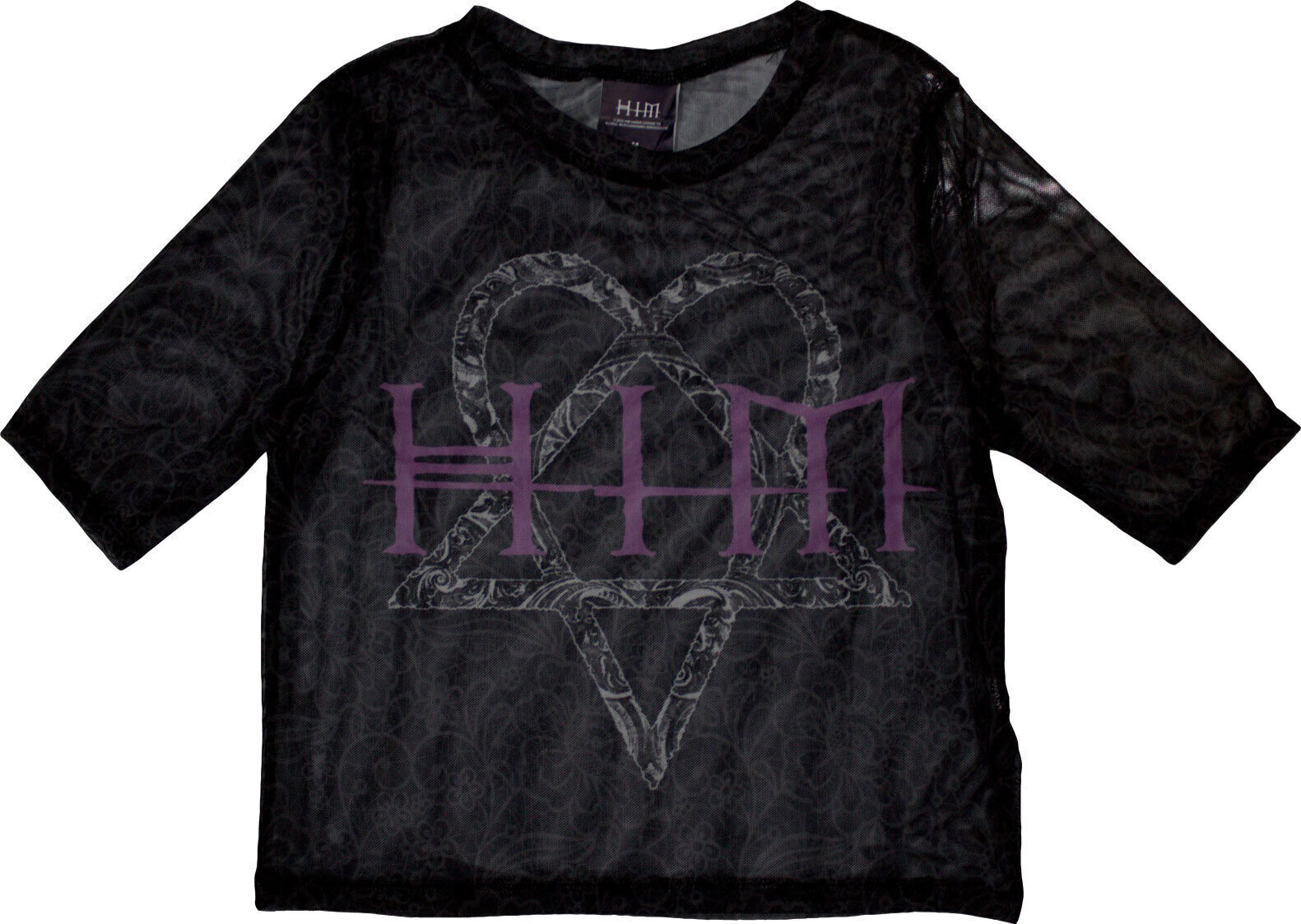 Camiseta de manga corta HIM Heartagram & Logo (Mesh) Black S De mujer Camiseta de manga corta