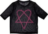 HIM Pink Heartagram (Mesh) Black XS Femme T-shirt