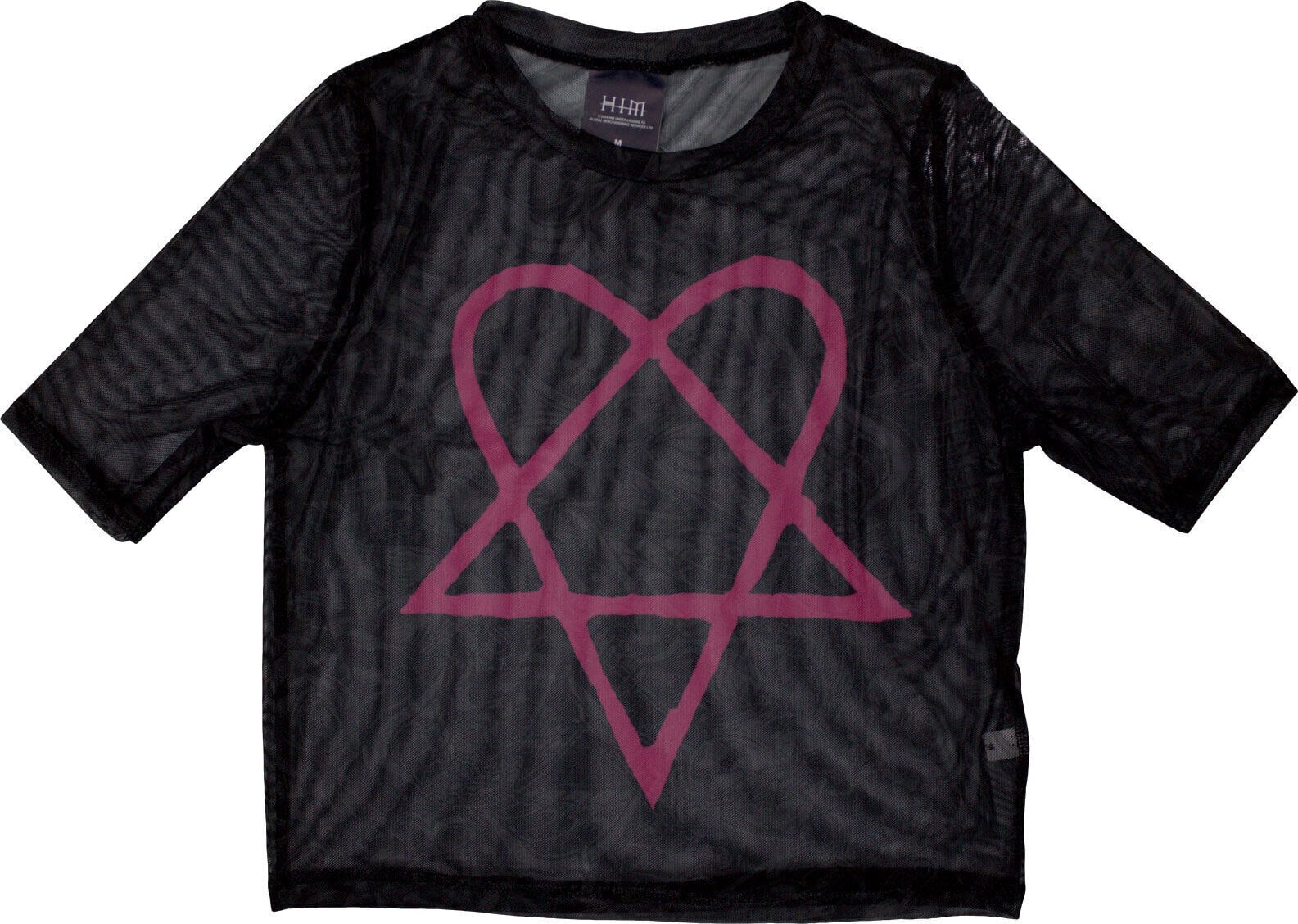Camiseta de manga corta HIM Pink Heartagram (Mesh) Black L De mujer Camiseta de manga corta