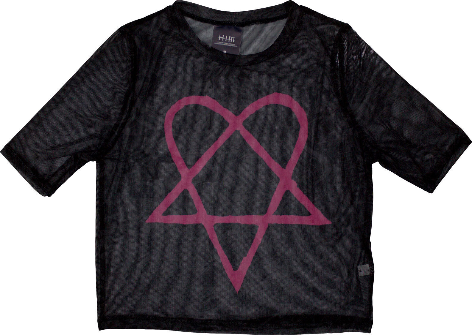 T-shirt HIM Pink Heartagram (Mesh) Black XL Feminino T-shirt