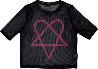 T-shirt HIM Pink Heartagram (Mesh) Black 2XL Feminino T-shirt