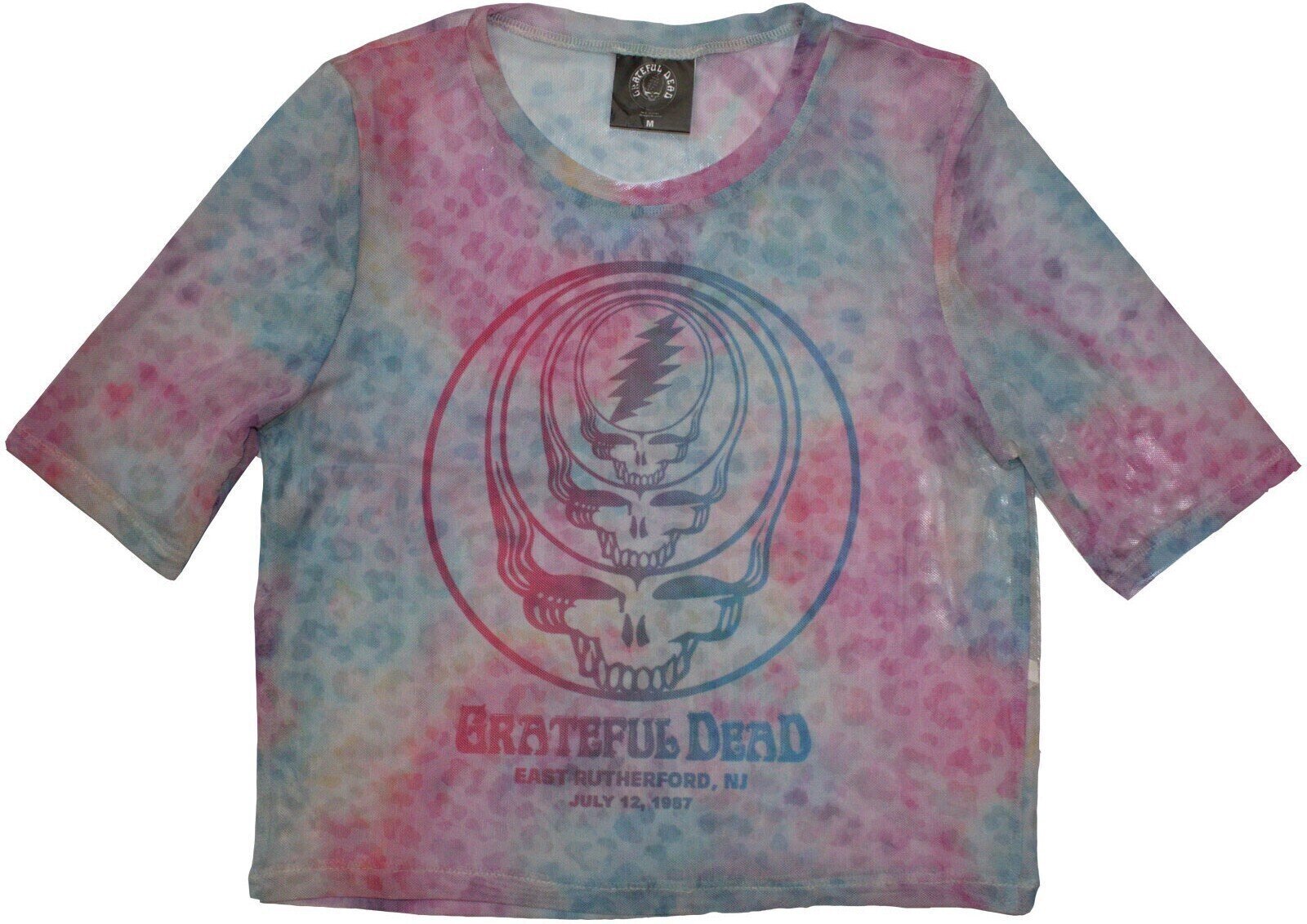 T-Shirt Grateful Dead Concentric Skulls Light Blue 2XL Ladies T-Shirt