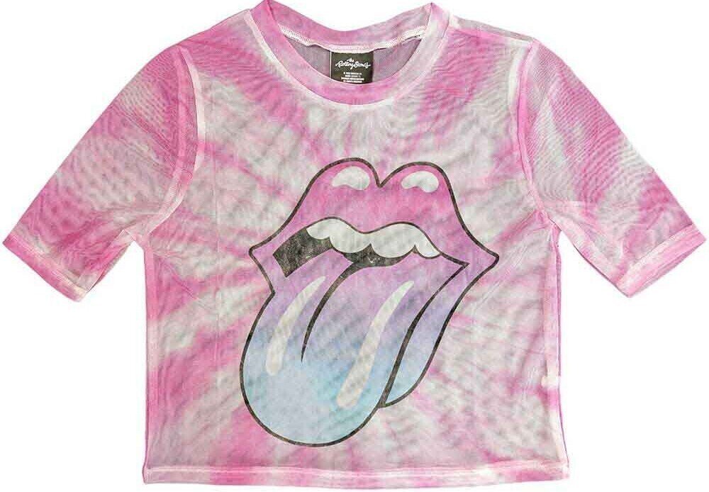 T-shirt The Rolling Stones Pink Gradient Tongue (Mesh) White XL Feminino T-shirt