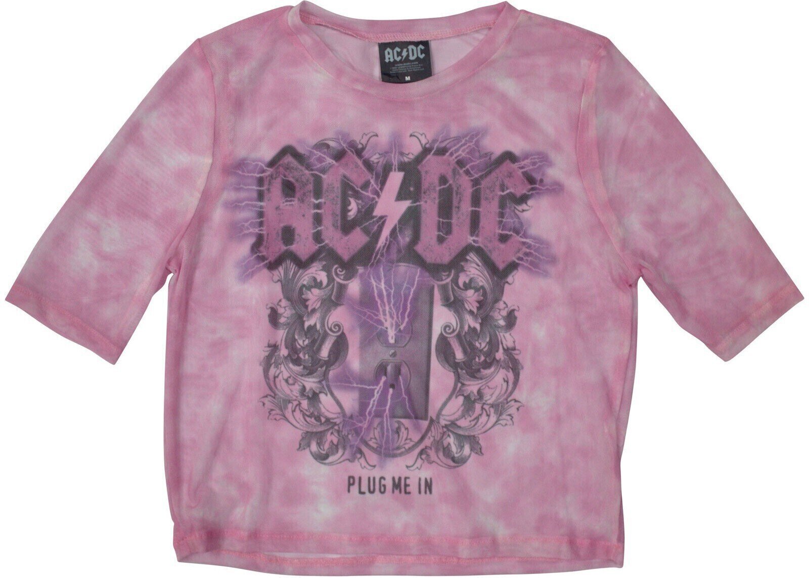 T-Shirt AC/DC Plug Me In Pink S Ladies T-Shirt