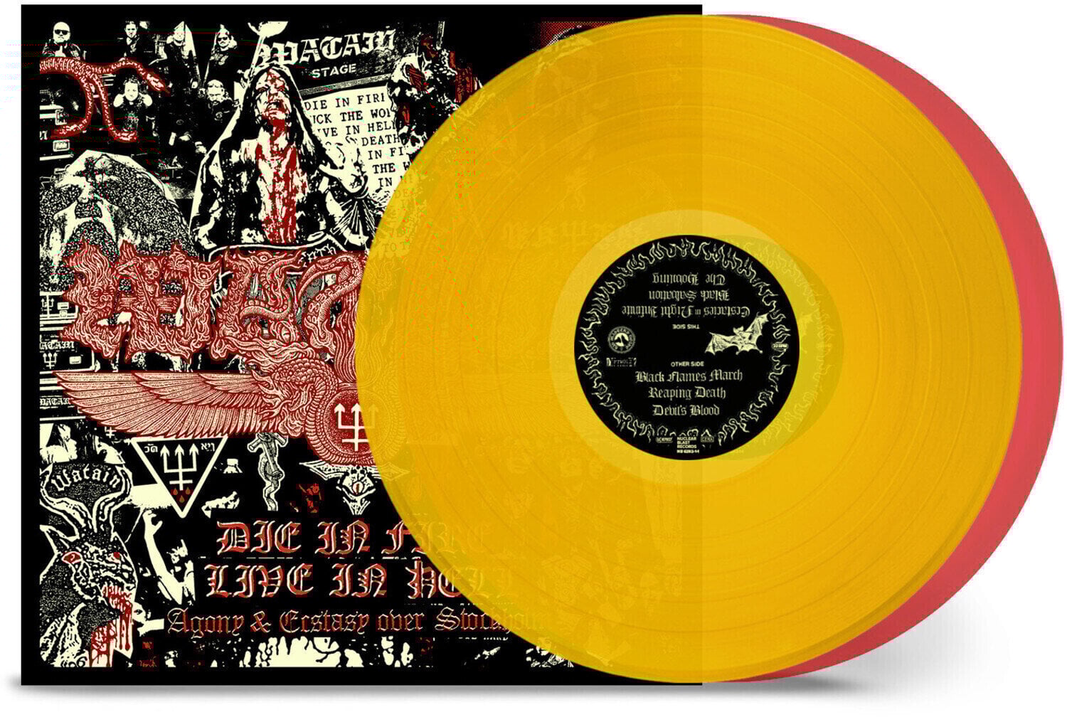 LP ploča Watain - Die In Fire Live In Hell (Limited Edition) (Yellow /Transparent Red Coloured) (2 LP)