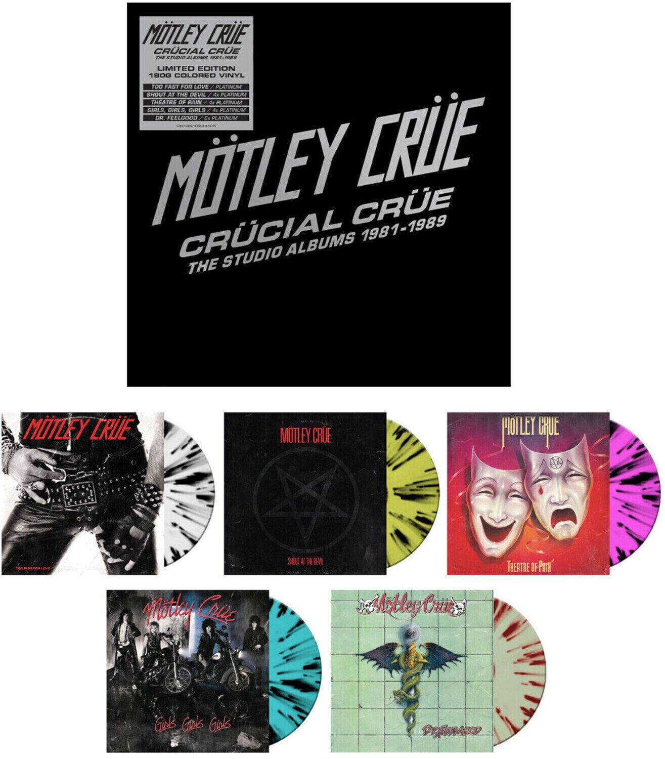 Disco de vinil Mötley Crüe - Crücial Crüe (Reissue) (Box Set) (Coloured) (180 g) (5 LP)