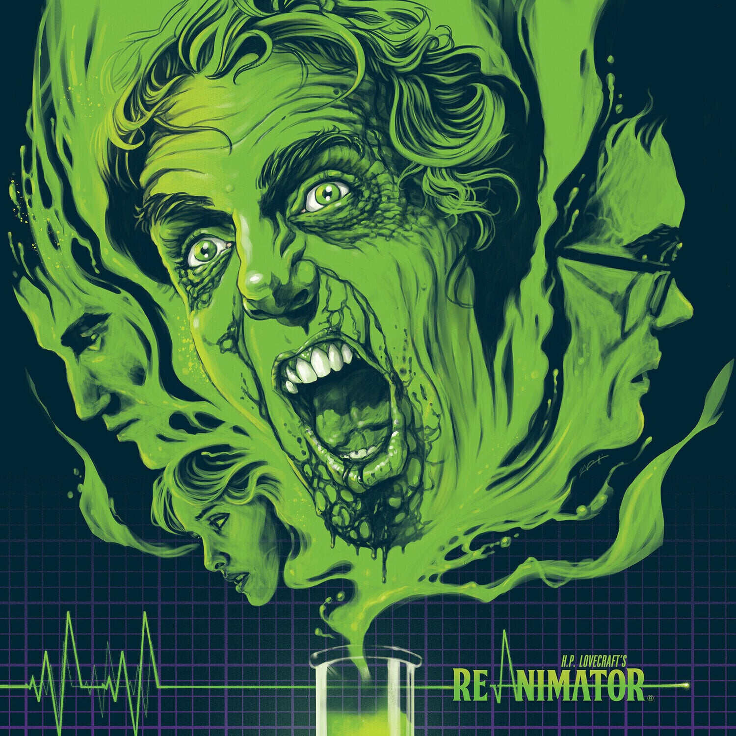 Vinylskiva Richard Band - H.P. Lovecraft's Re-Animator (Reissue) (Neon Green & Black Swirl Coloured) (LP)