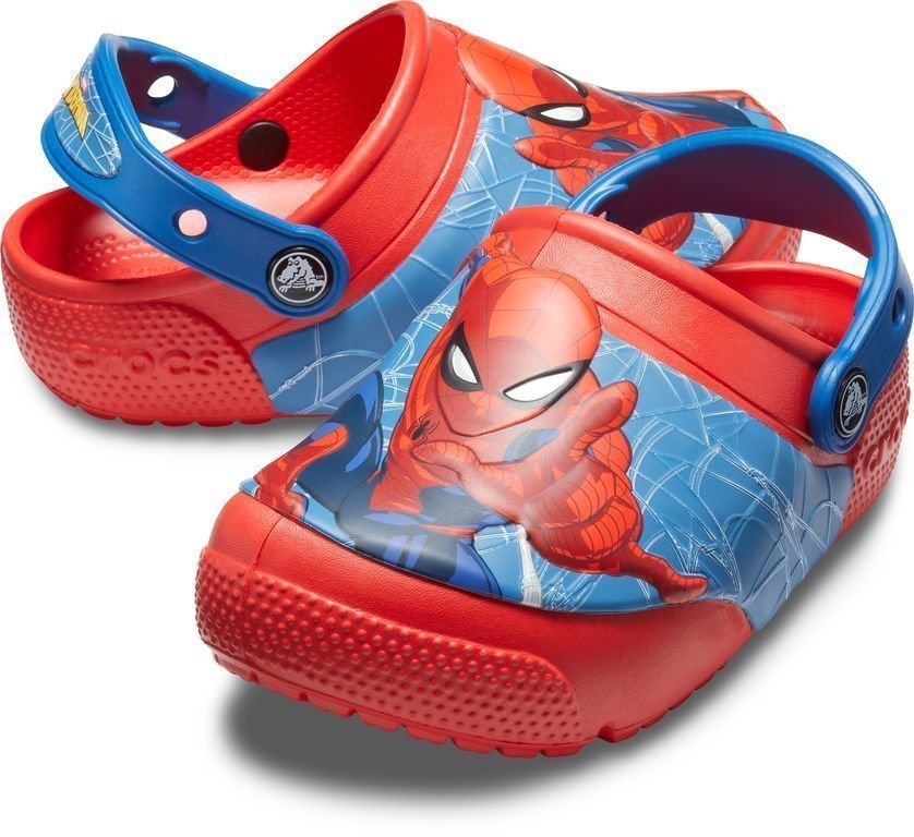 Zapatos para barco de niños Crocs Boys' Crocs Fun Lab SpiderMan Light Clog Flame 25-26