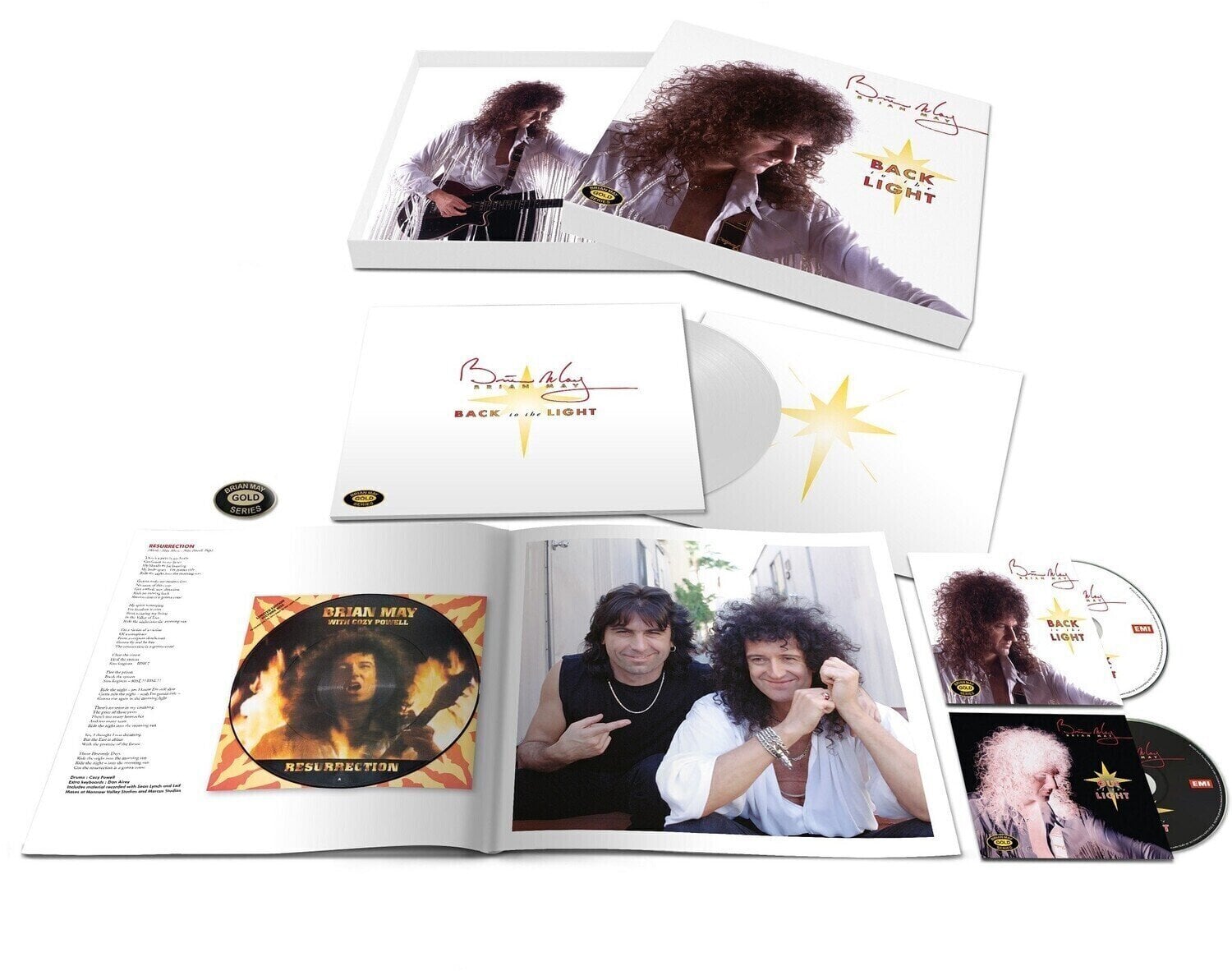 Vinyl Record Brian May - Back To The Light (Reissue) (Box Set) (White Coloured) (LP + 2 CD)