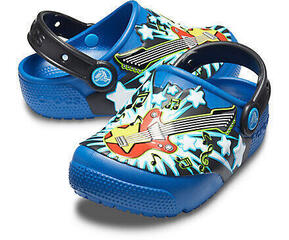 Crocs Fun Lab Guitar Lights Clog Unisex Kids Blue Jean 21-22 Crocs Fun Lab Guitar Lights Clog Unisex Kids Blue Jean 21-22