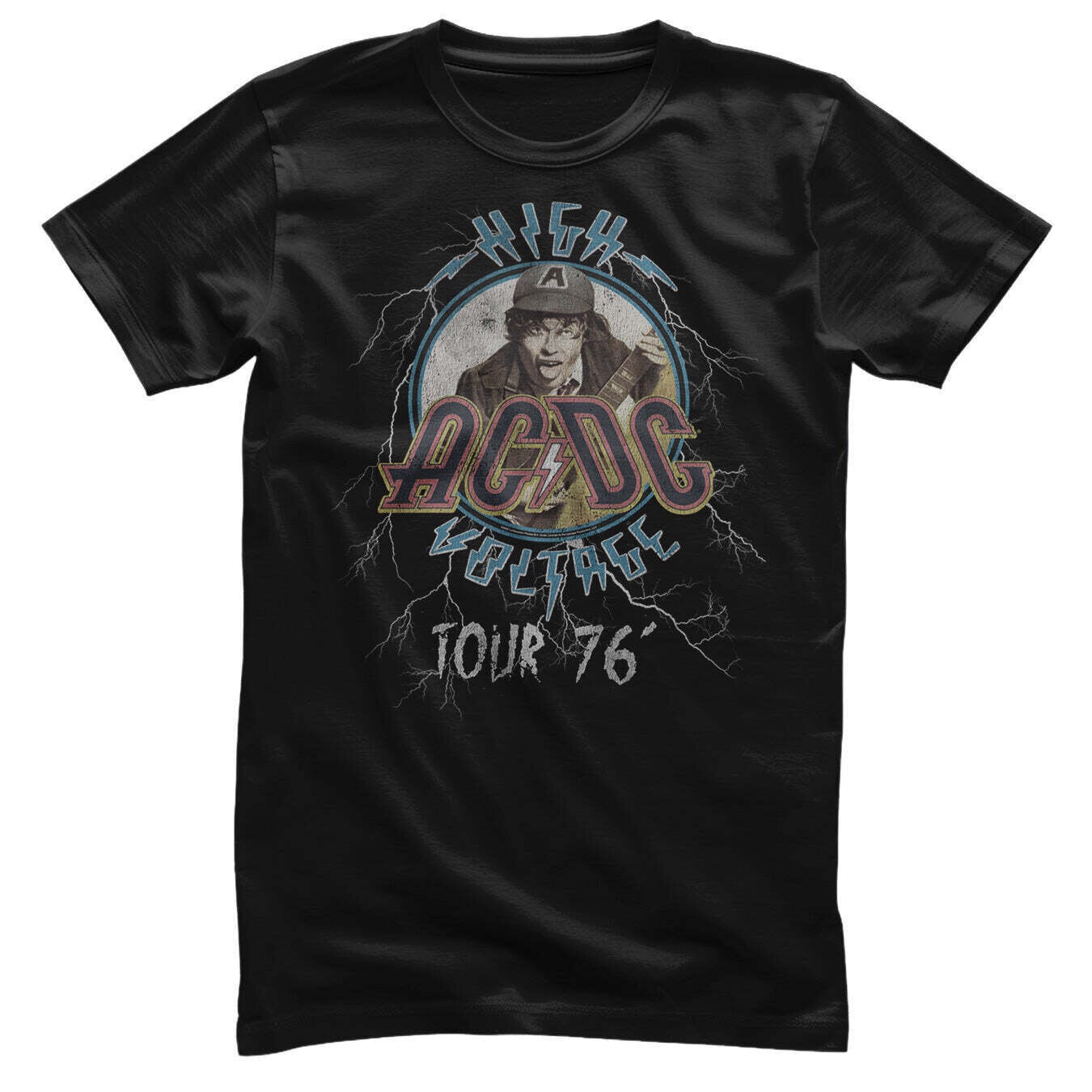 Skjorte AC/DC High Voltage Tour 76' Black 3XL Skjorte