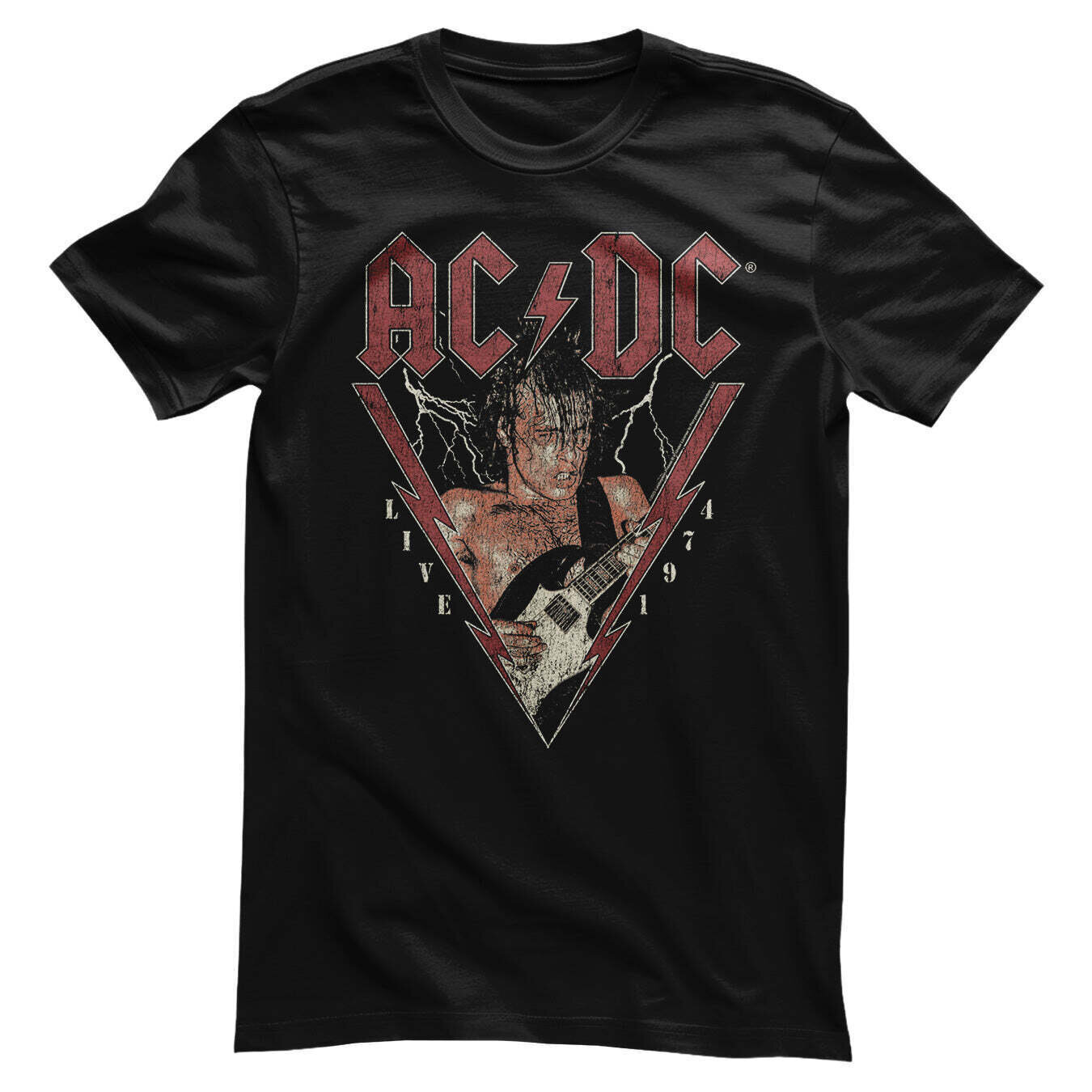 Skjorte AC/DC Live 1974 Black S Skjorte