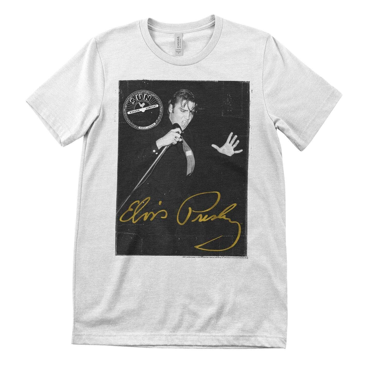 T-Shirt Elvis Presley Golden Signature White S T-Shirt