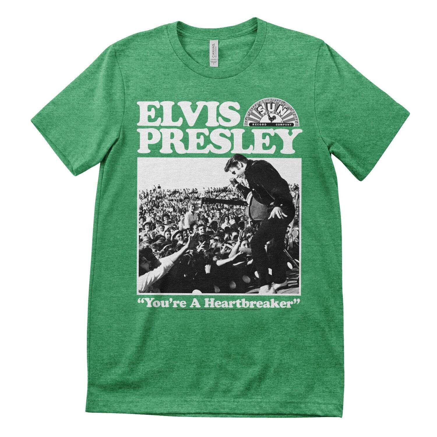 T-shirt Elvis Presley Heartbreaker Antique Irish Green S T-shirt