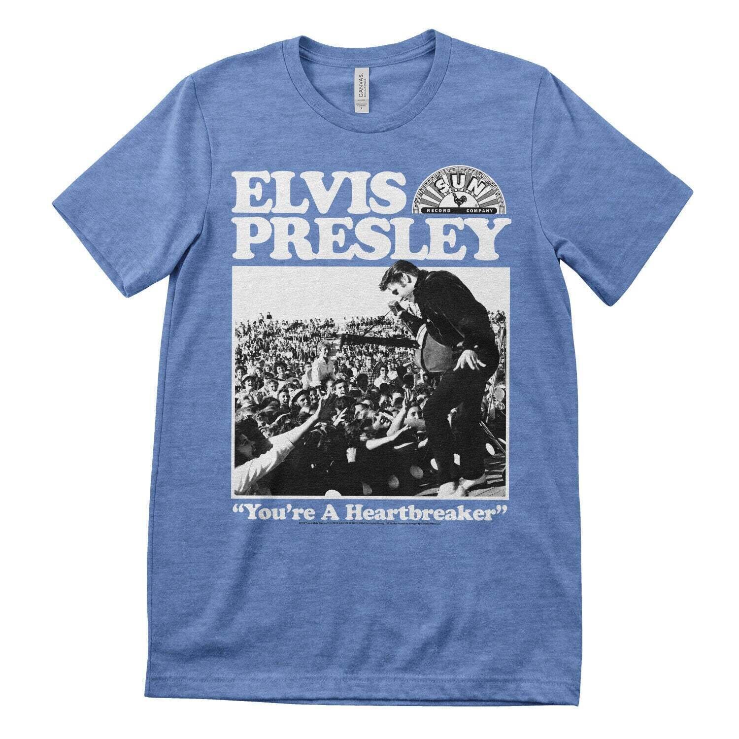 T-shirt Elvis Presley Heartbreaker Blue Heather XL T-shirt