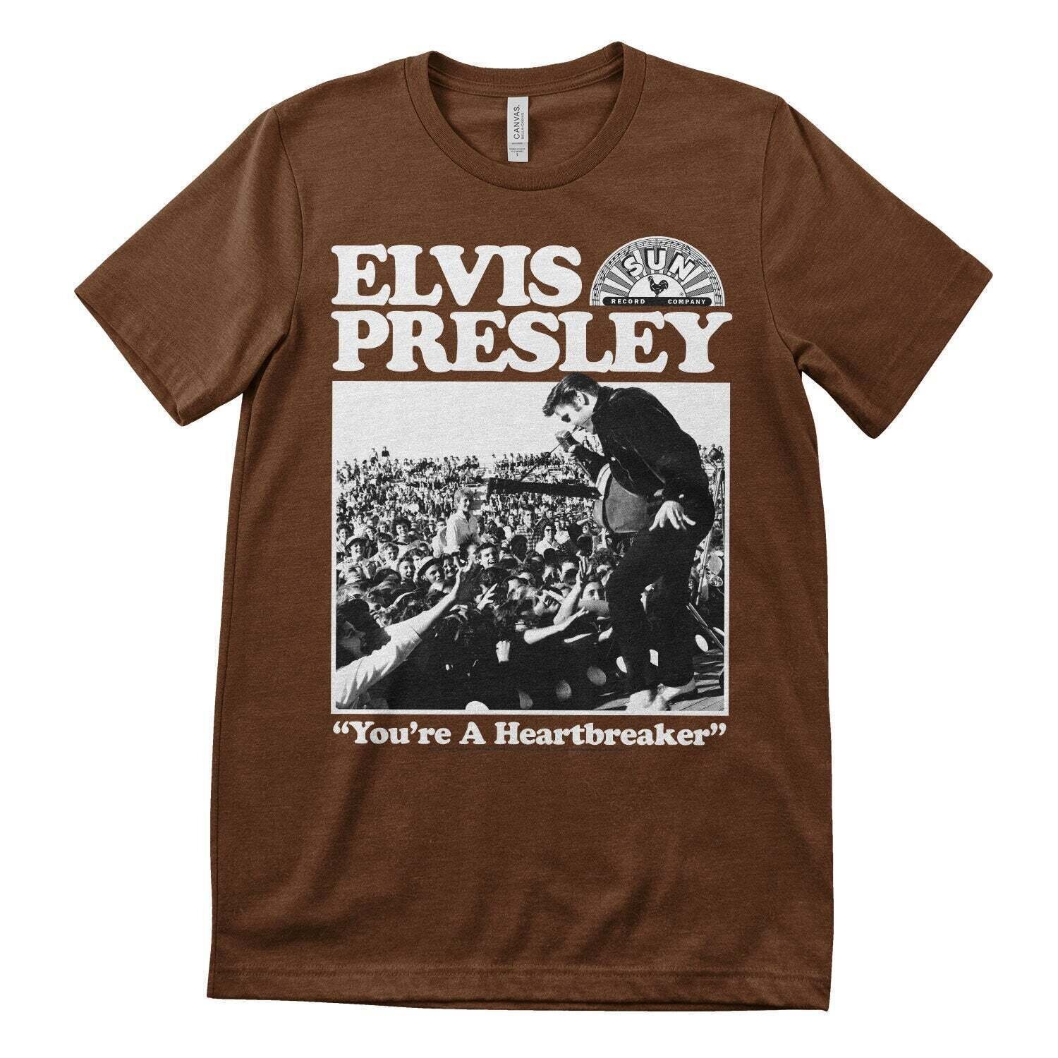 T-Shirt Elvis Presley Heartbreaker Brown M T-Shirt