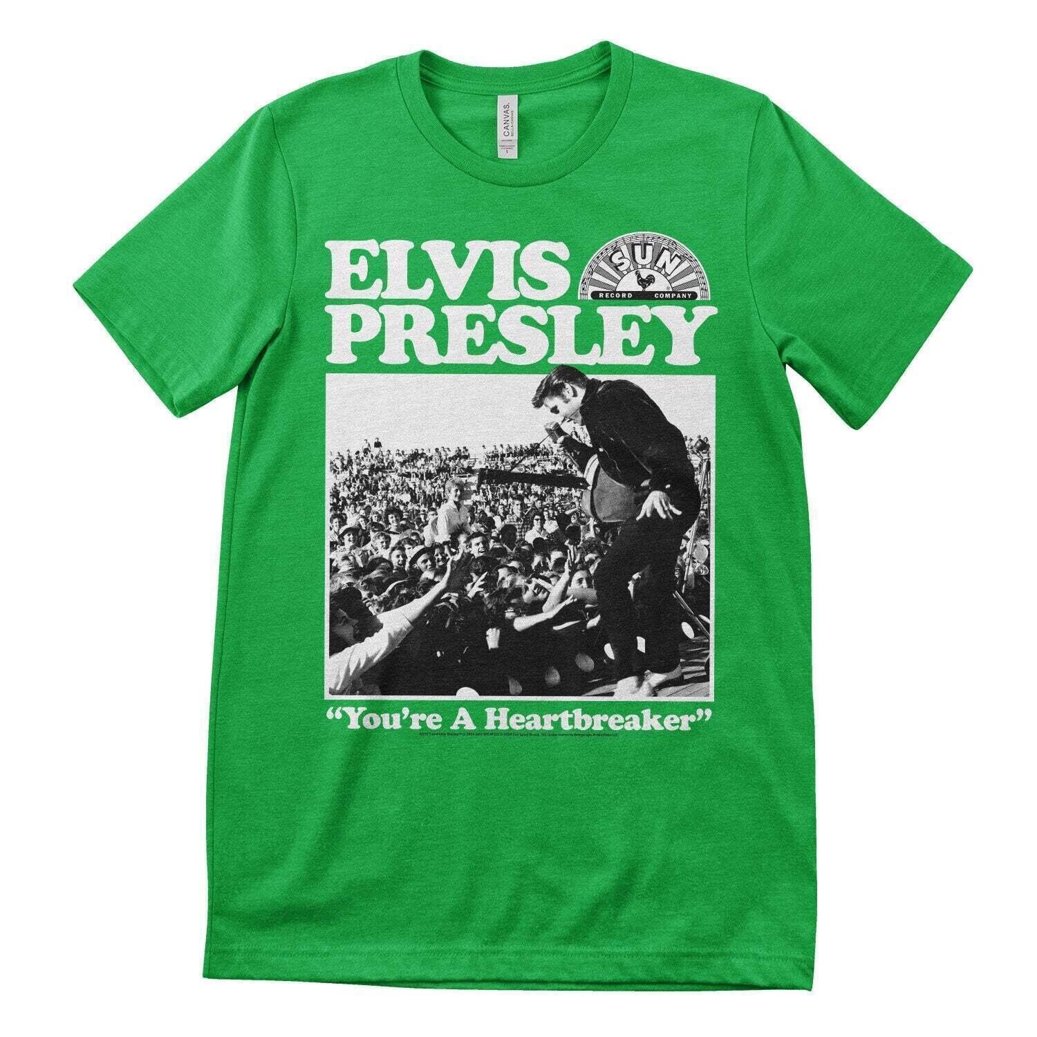 Camiseta de manga corta Elvis Presley Heartbreaker Verde 2XL Camiseta de manga corta