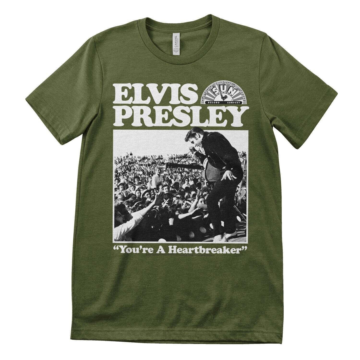 T-Shirt Elvis Presley Heartbreaker Olive L T-Shirt