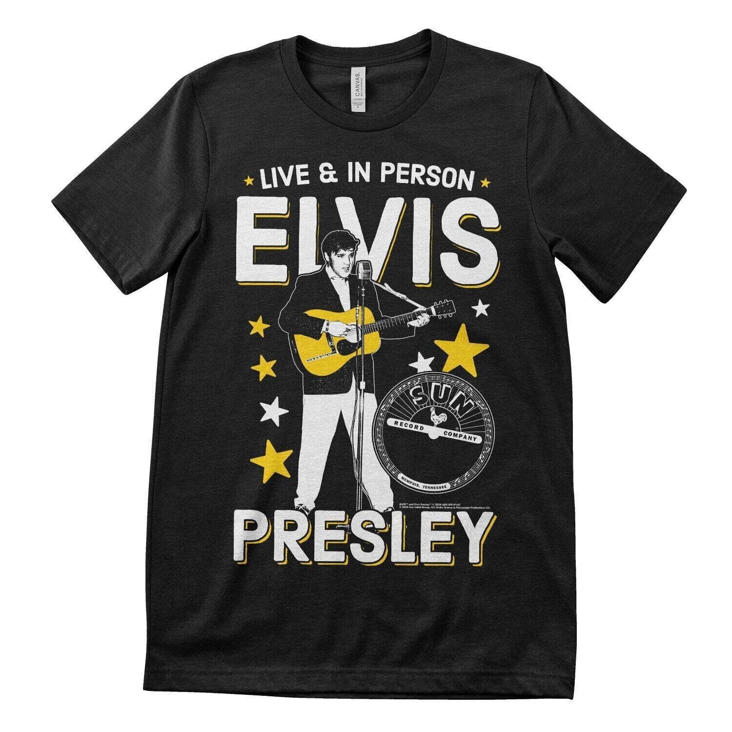 Shirt Elvis Presley Live & In Person Black 2XL Shirt