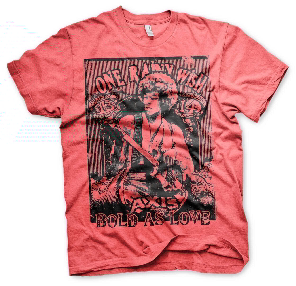 Marškinėliai Jimi Hendrix Bold As Love Red Heather 2XL Marškinėliai