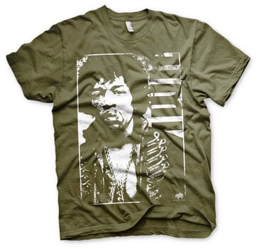 T-Shirt Jimi Hendrix Distressed Olive 2XL T-Shirt - 1