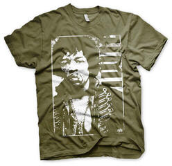 T-Shirt Jimi Hendrix Distressed Olive XL T-Shirt