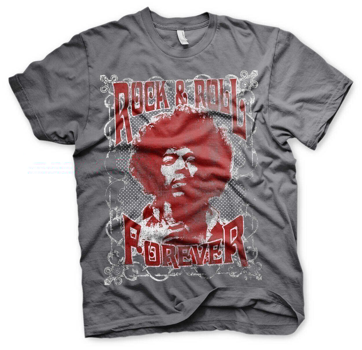Marškinėliai Jimi Hendrix Rock 'n Roll Forever Dark Grey 2XL Marškinėliai