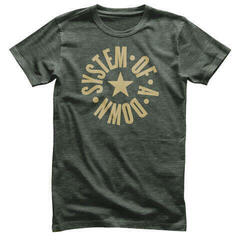 T-Shirt System of a Down Circle Star Logo Olive Heather L T-Shirt