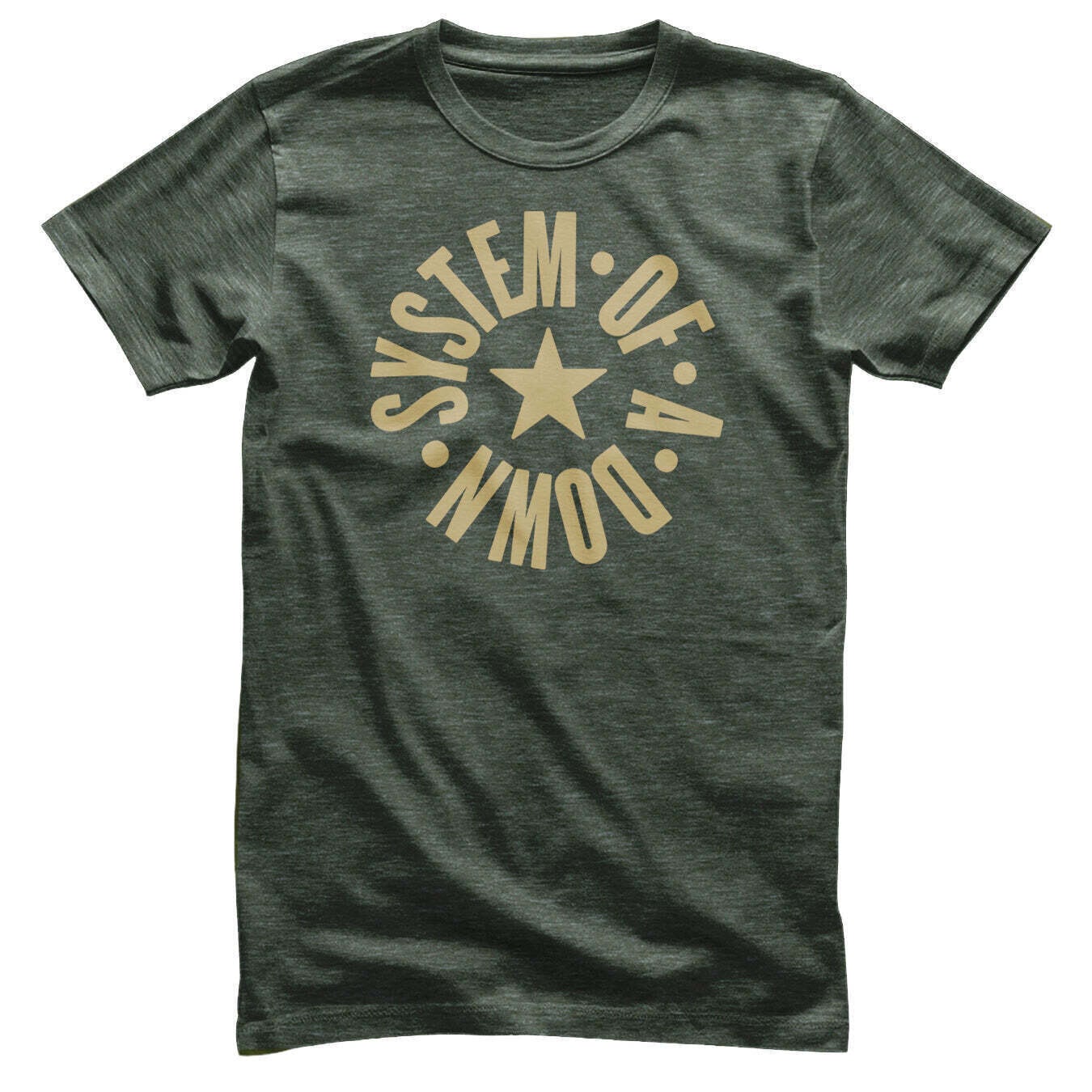 T-Shirt System of a Down Circle Star Logo Olive Heather M T-Shirt