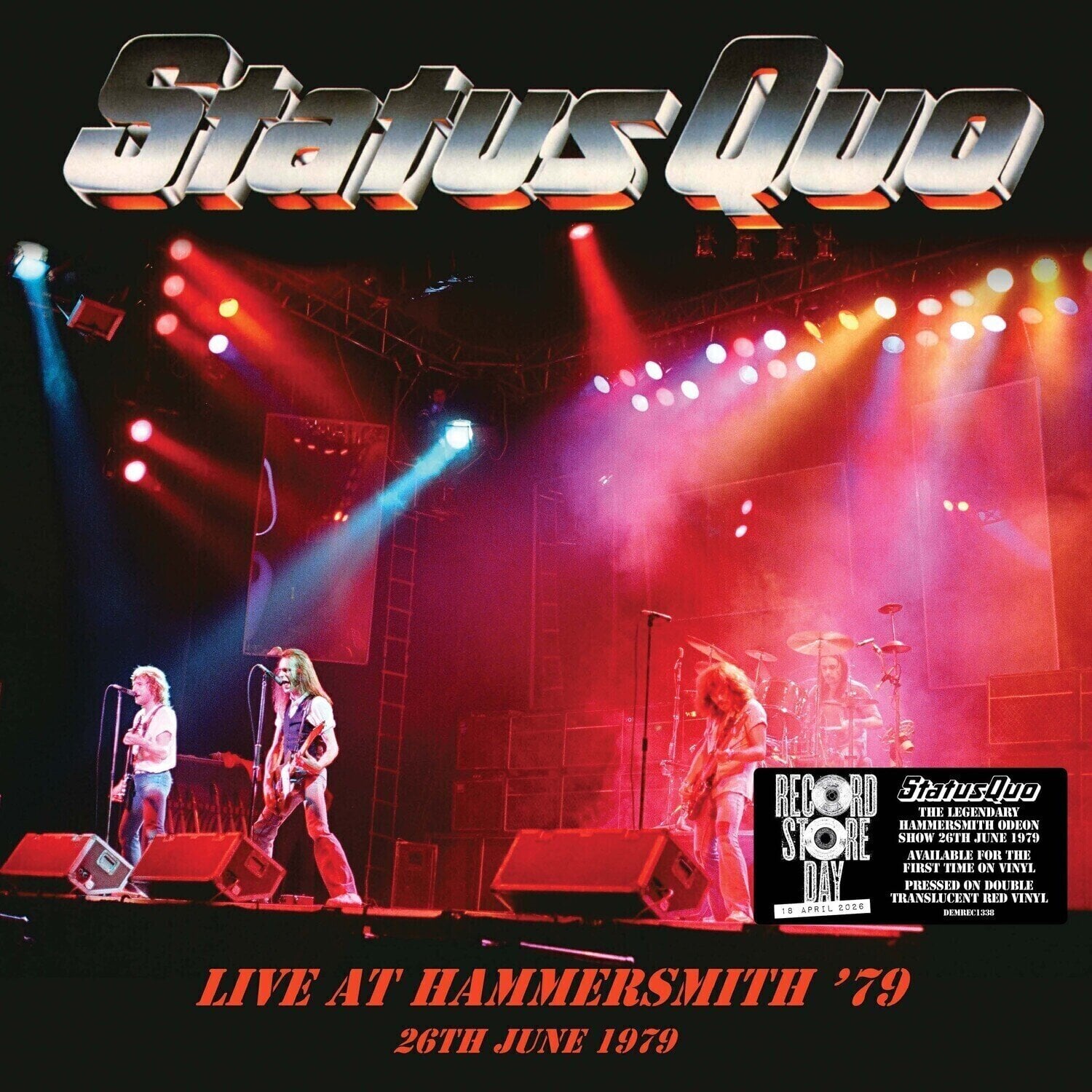 LP ploča Status Quo - Live In Hammersmith 1979 (RSD 2026) (Indie Exclusive) (Limited Edition) (Translucent Red Coloured) (2 LP)