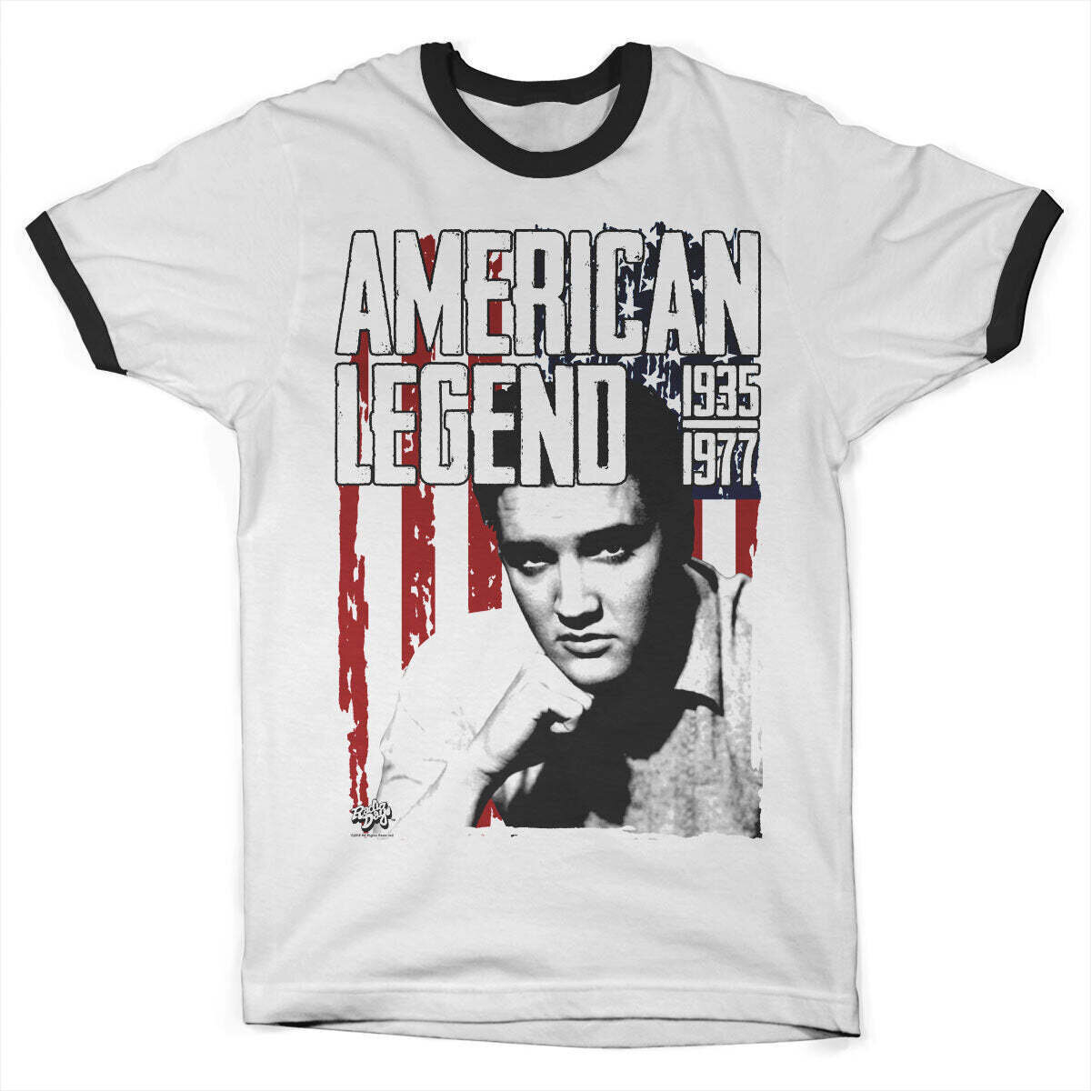 T-shirt Elvis Presley American Legend Ringer White/Black L T-shirt