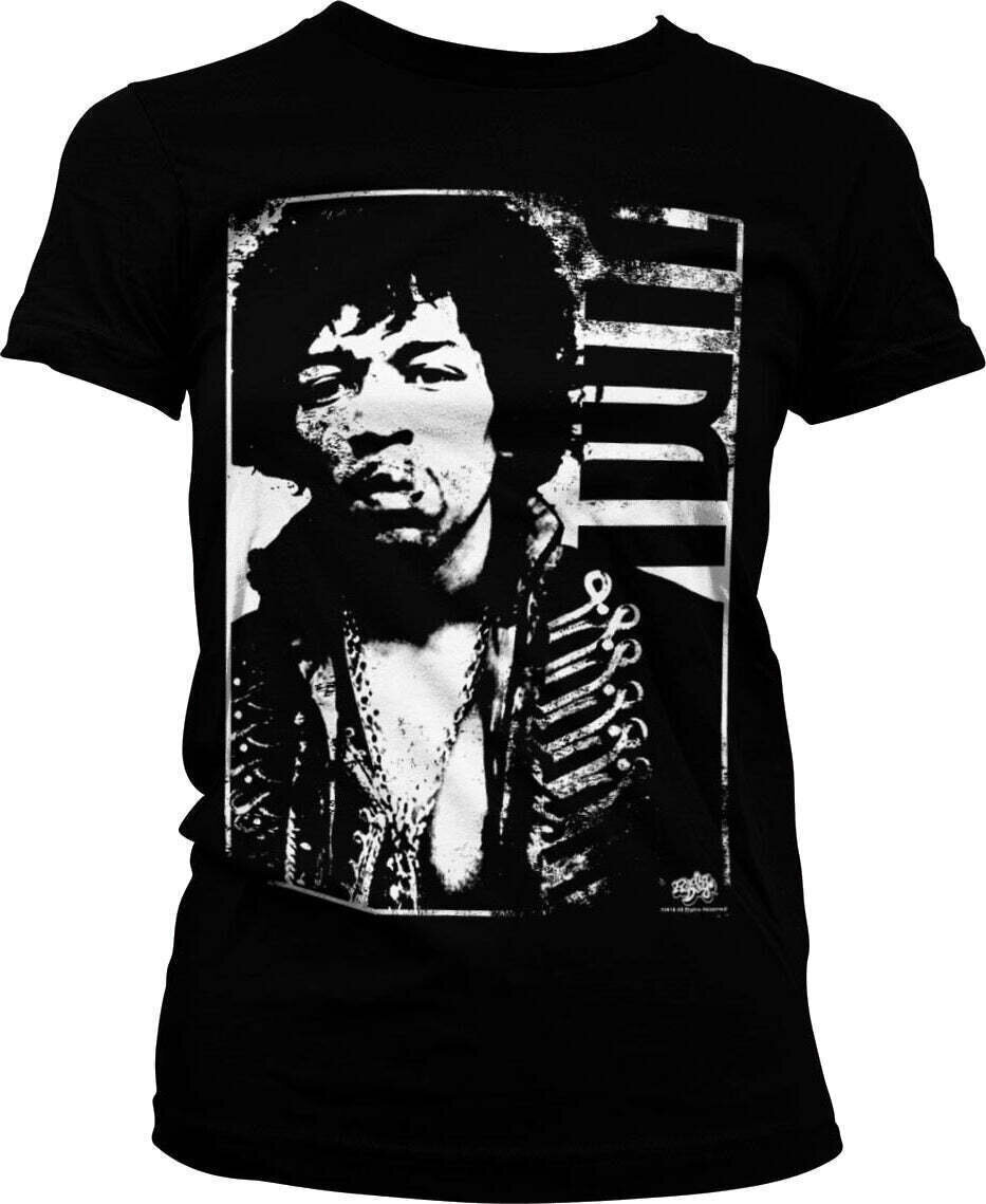 T-Shirt Jimi Hendrix Distressed Black M Ladies T-Shirt