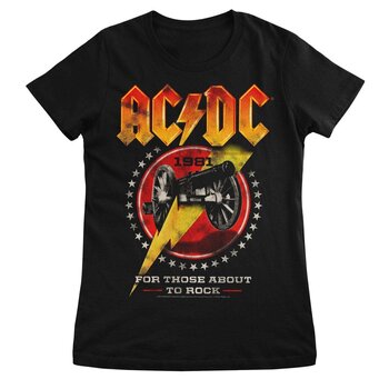 T-Shirt AC/DC 1981 For Those About To Rock Black L Ladies T-Shirt - 1