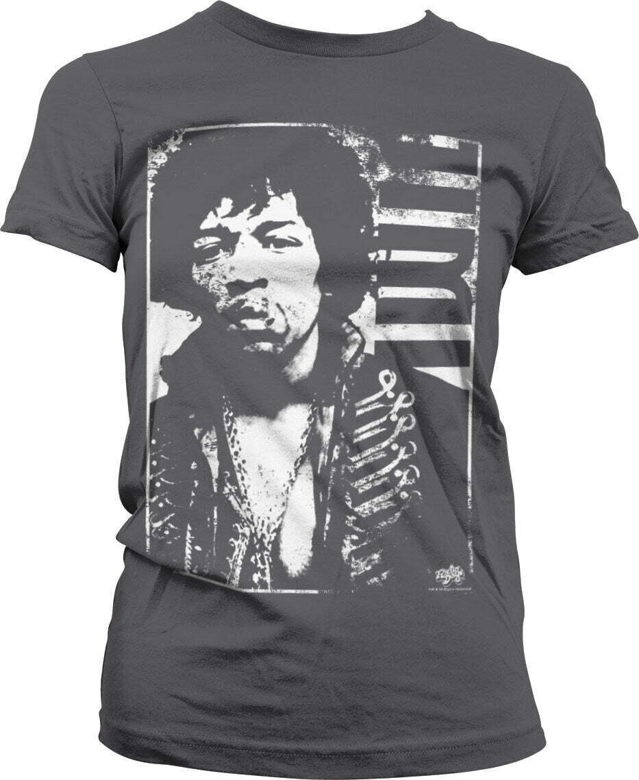 Camiseta de manga corta Jimi Hendrix Distressed Dark Heather S De mujer Camiseta de manga corta