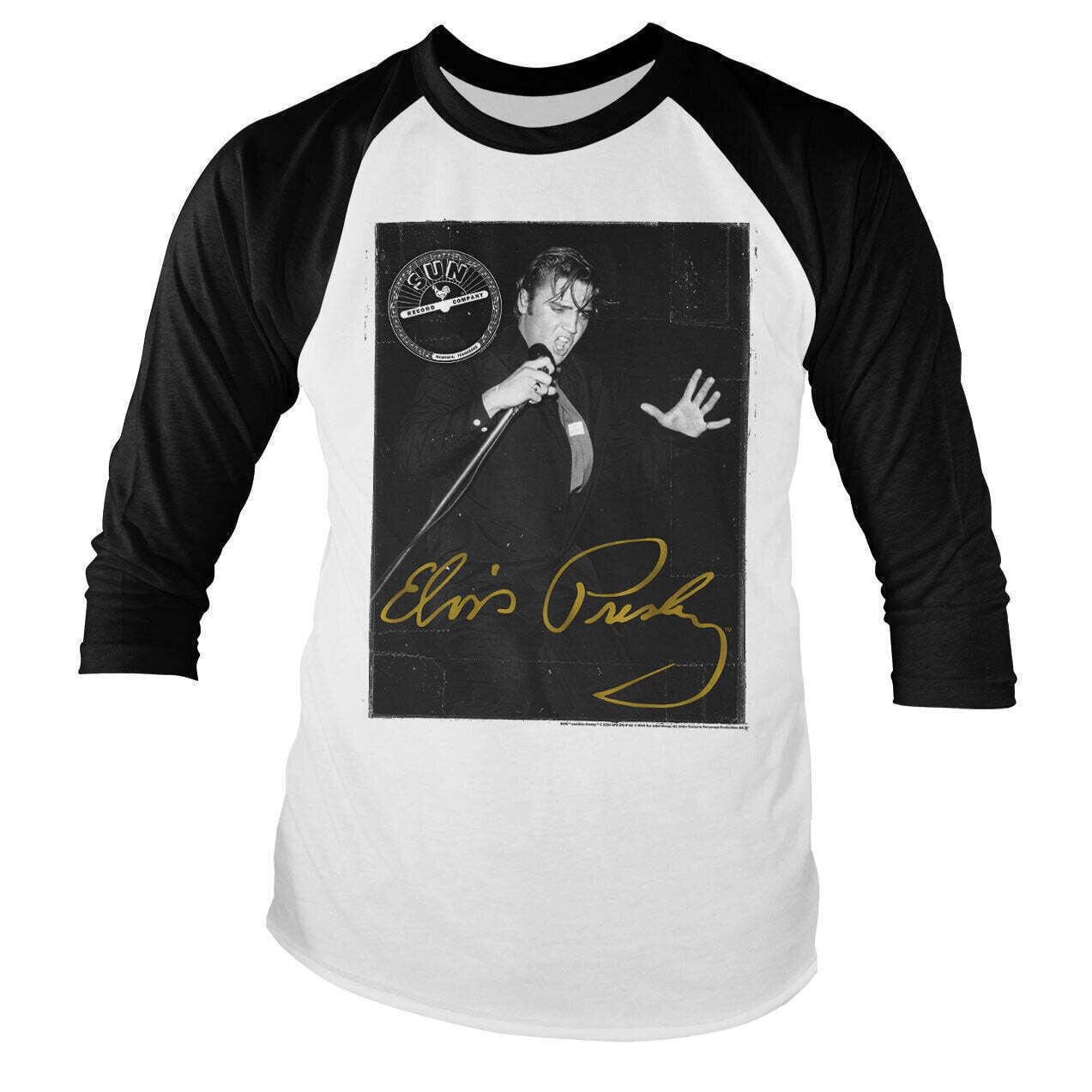 Camiseta de manga corta Elvis Presley Golden Signature White/Black 2XL Camiseta de manga corta