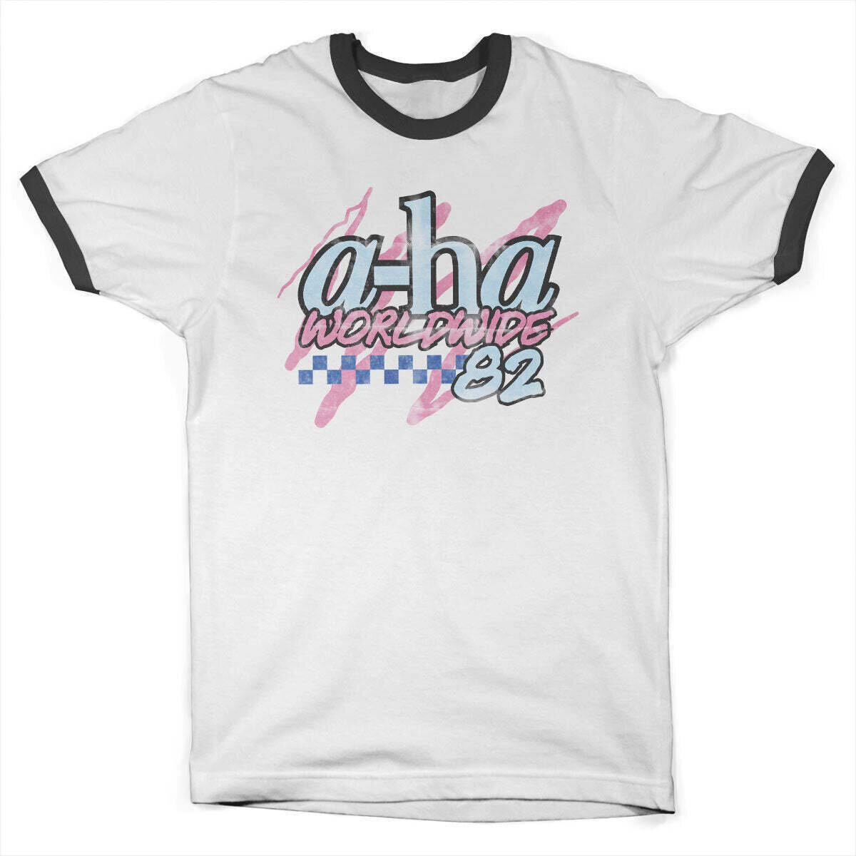 T-shirt A-HA Worldwide '82 Ringer White/Black M T-shirt