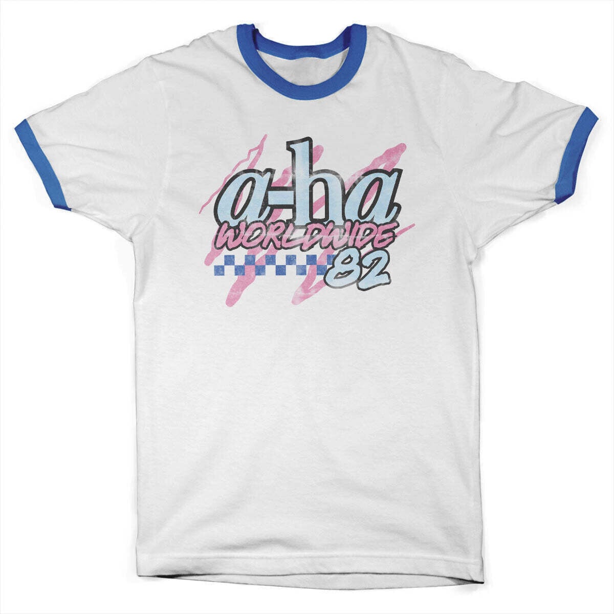T-Shirt A-HA Worldwide '82 Ringer White/Blue M T-Shirt