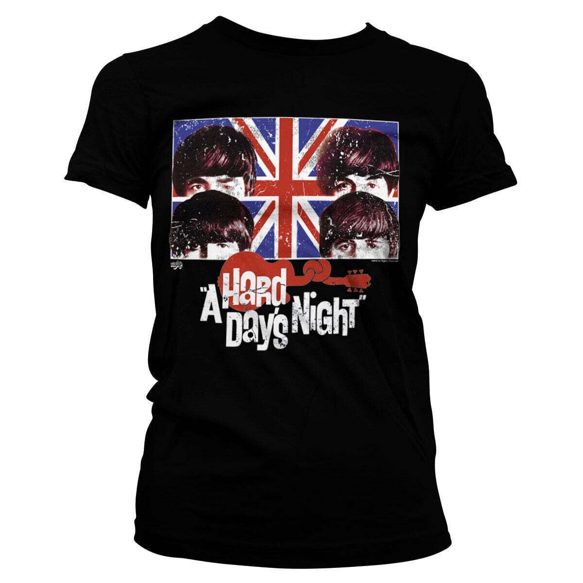 Camiseta de manga corta The Beatles A Hard Days Night Black 2XL De mujer Camiseta de manga corta