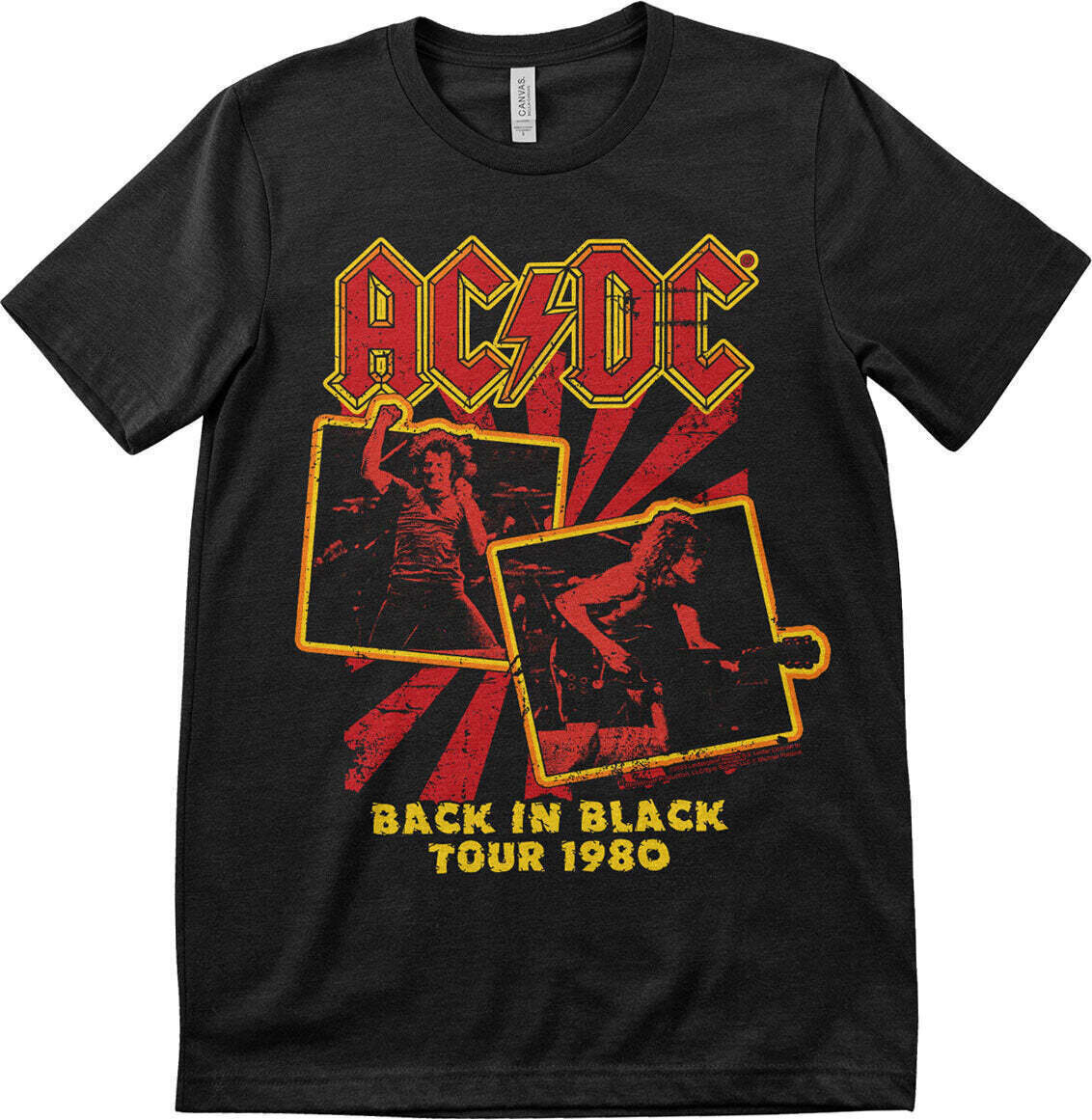 Skjorte AC/DC Back In Black Tour 1980 Black 3XL Skjorte