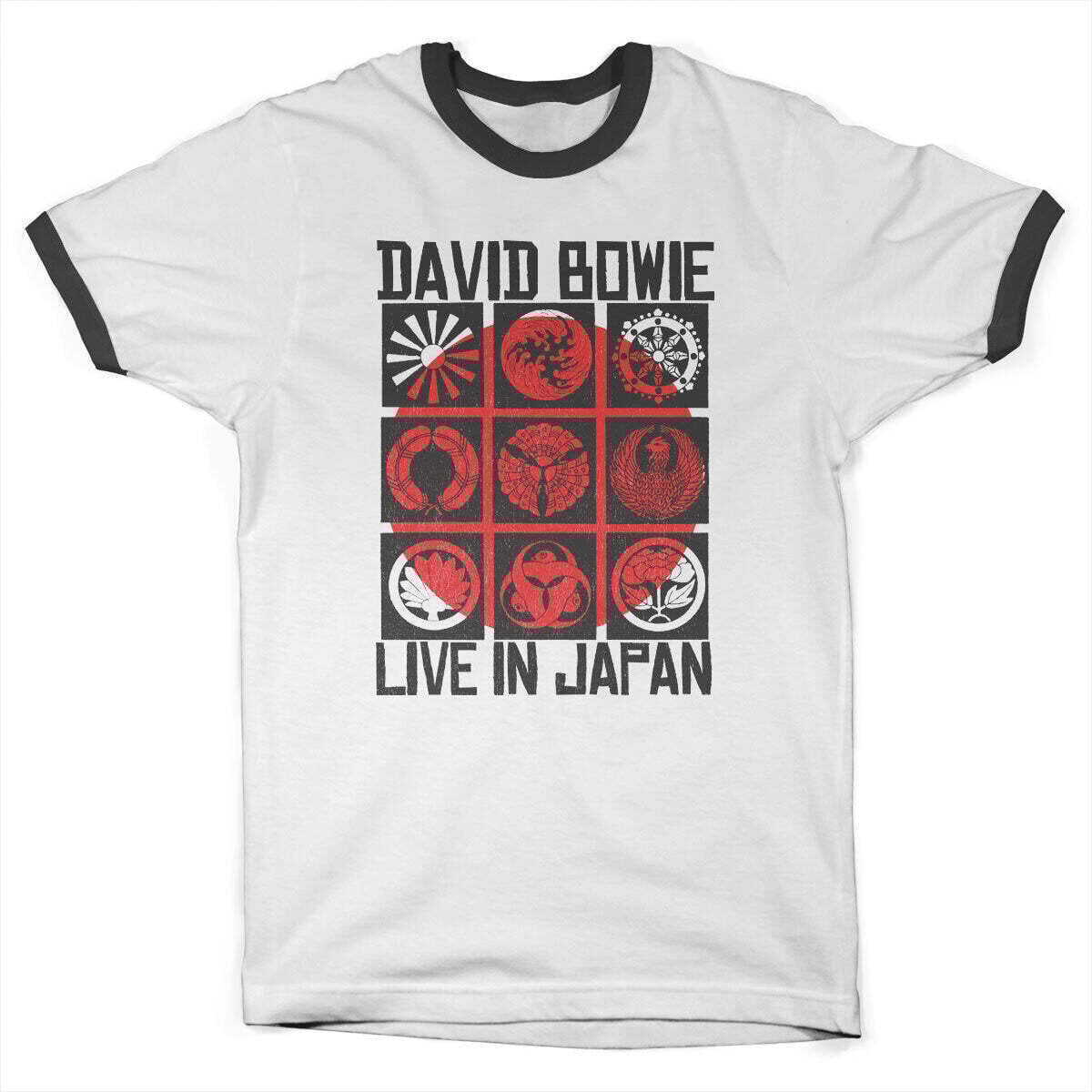 Marškinėliai David Bowie Live In Japan Ringer White/Black 2XL Marškinėliai