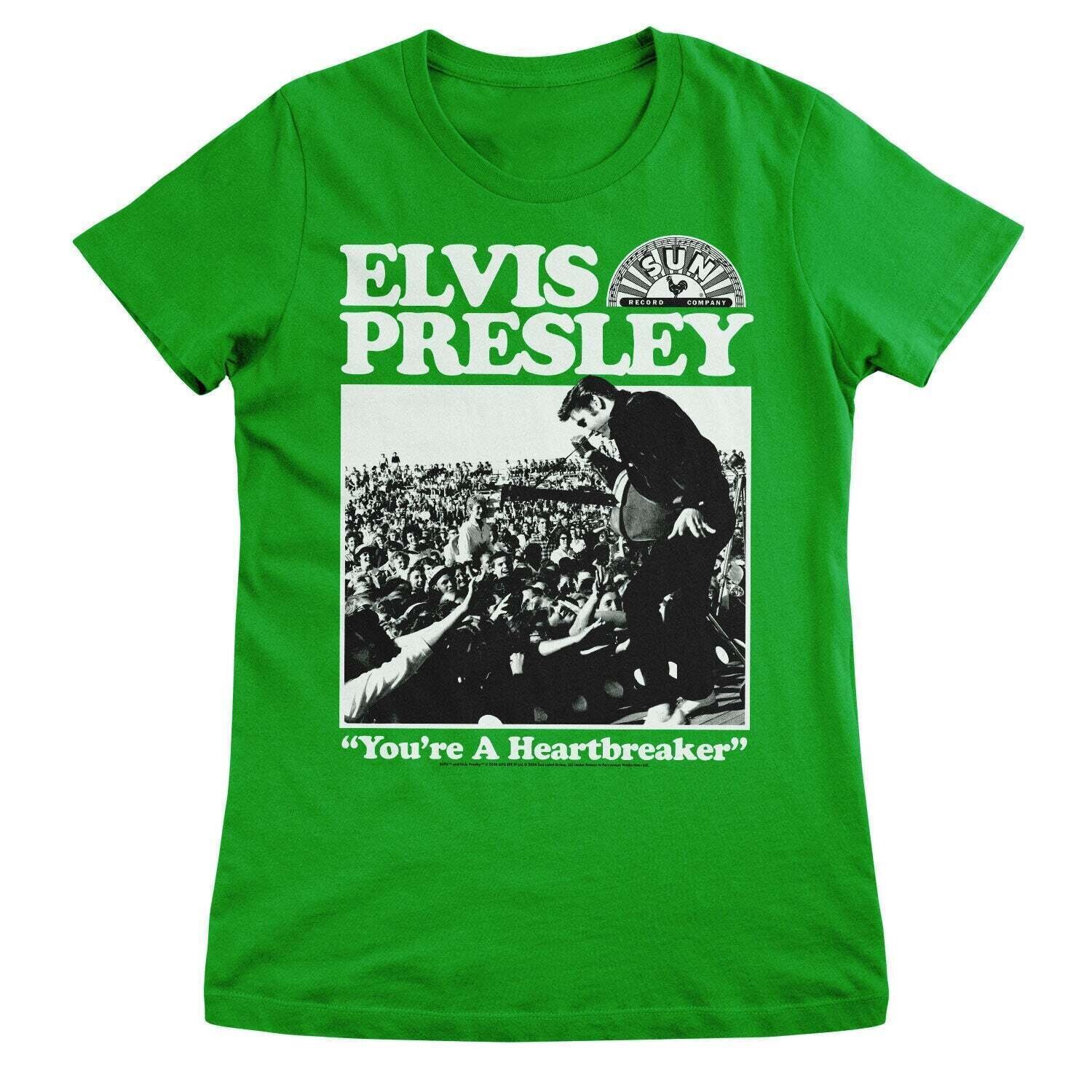 Camiseta de manga corta Elvis Presley Heartbreaker Verde 2XL De mujer Camiseta de manga corta