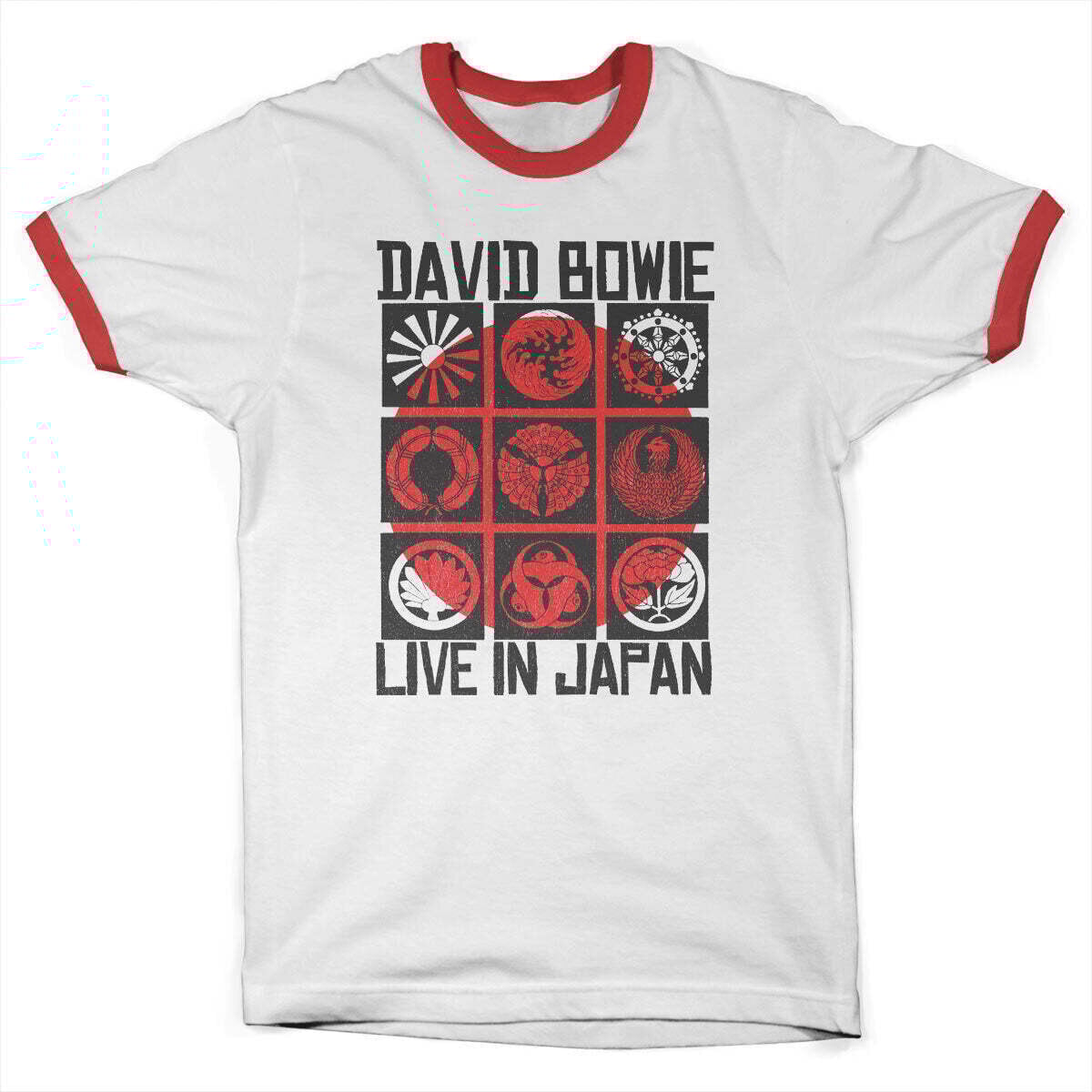 Camiseta de manga corta David Bowie Live In Japan Ringer White/Red XL Camiseta de manga corta
